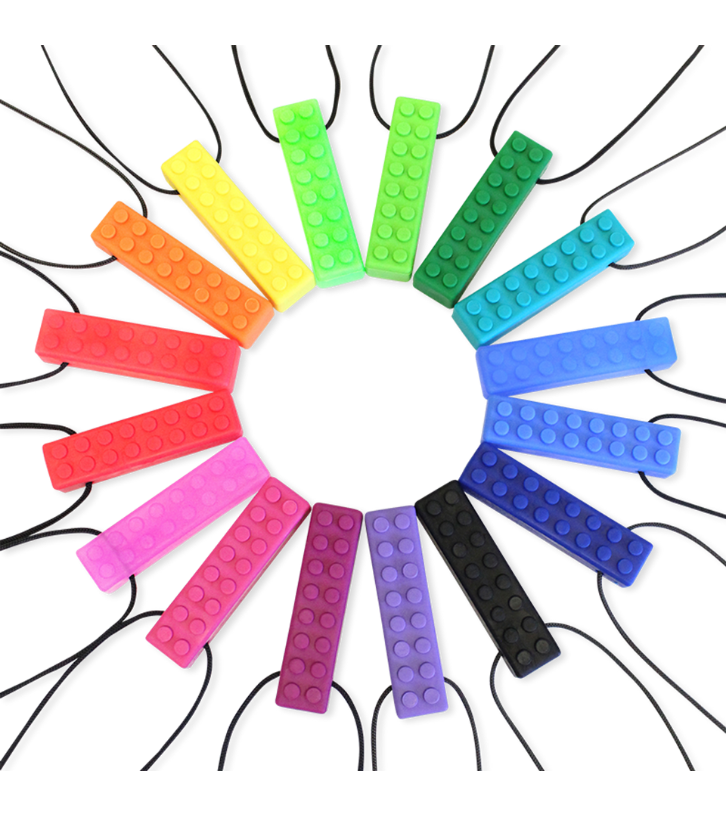 Colorful textured brick chewelry necklaces arranged in a circle