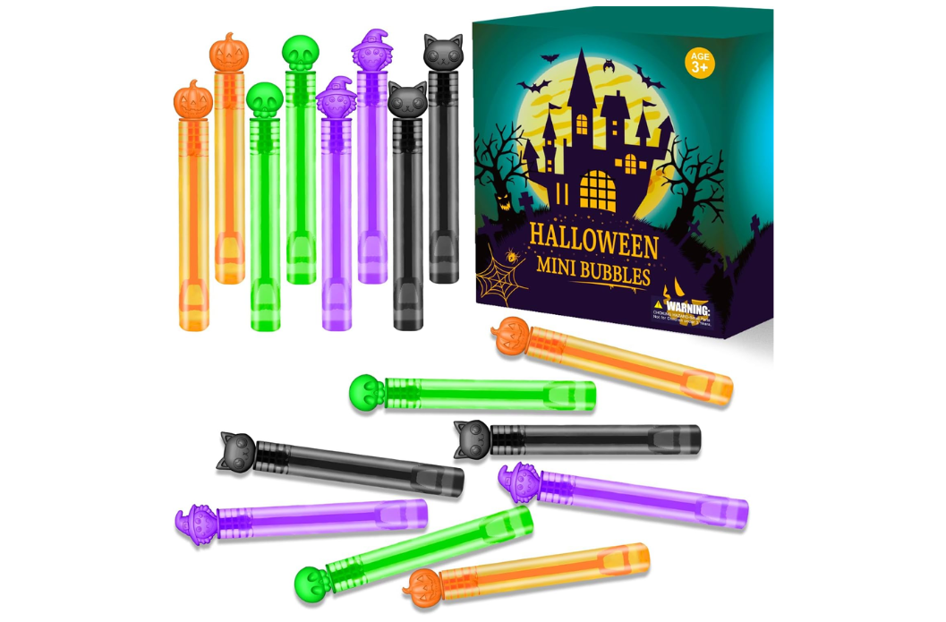 Colorful Halloween mini bubble wands with a haunted-house package