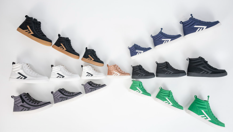 BILLY Classic Lace High adaptive sneakers in multiple colors arranged on a white background