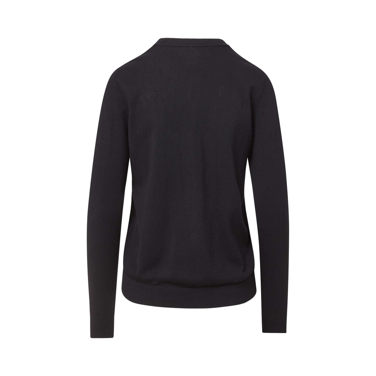 MagnaReady women's black magnetic knit cardigan back view on a white background.